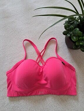 VSX Victoria's Secret Sports Bra Pink 34DD Strappy Underwire Padded Activewear